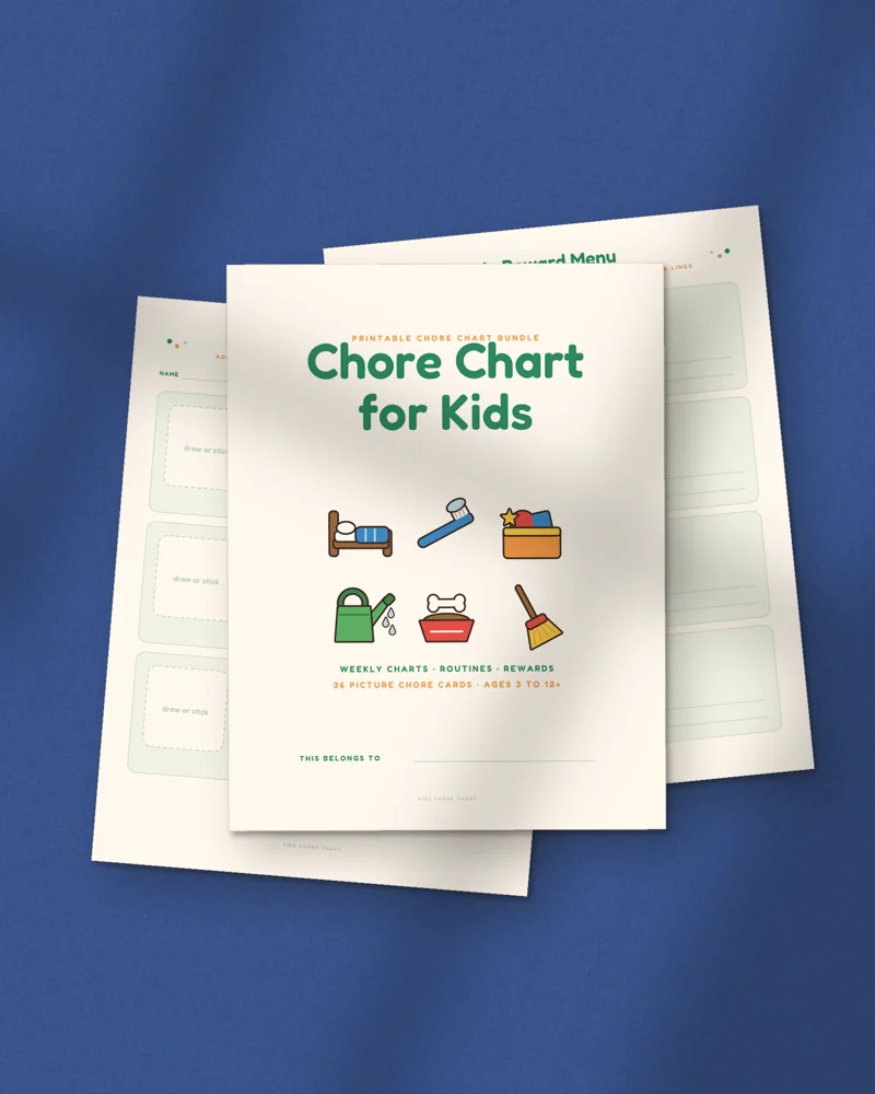 Picture Chore Chart Set for Kids: printed pages fanned out