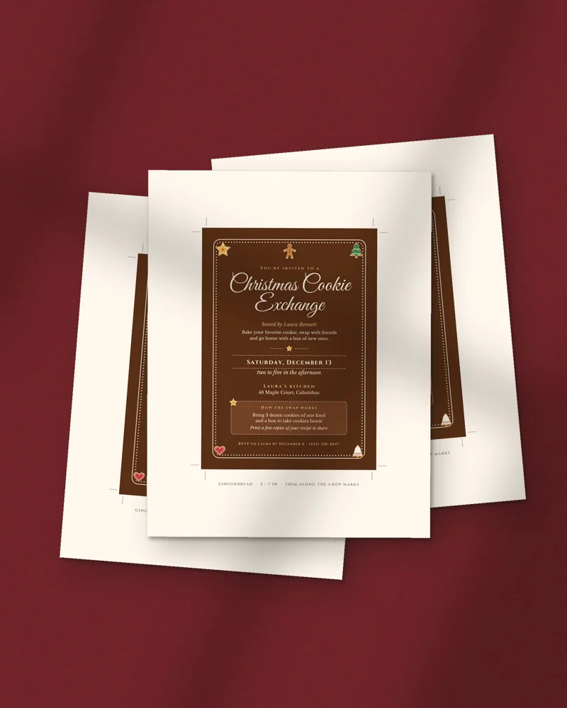 Editable Cookie Exchange Invitation: printed pages fanned out