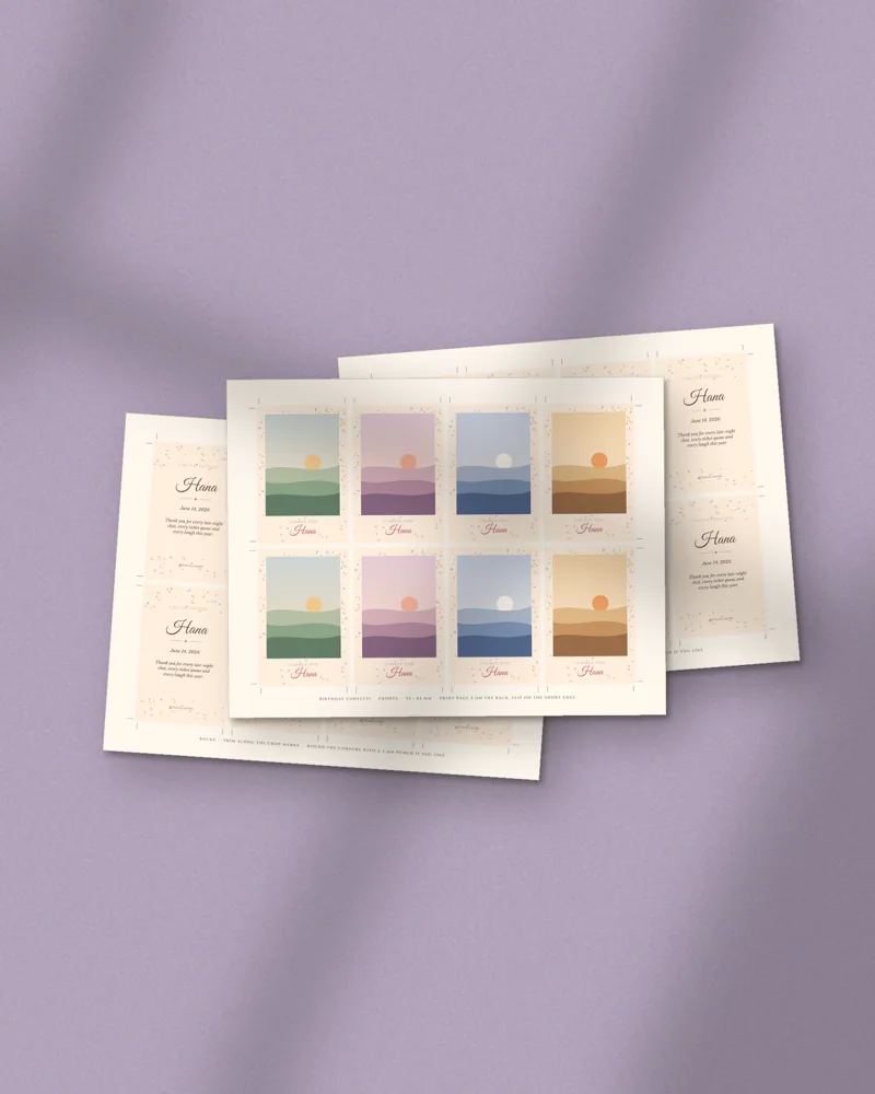Custom Photocard: printed pages fanned out