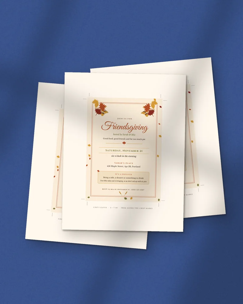 Editable Friendsgiving Invitation: printed pages fanned out