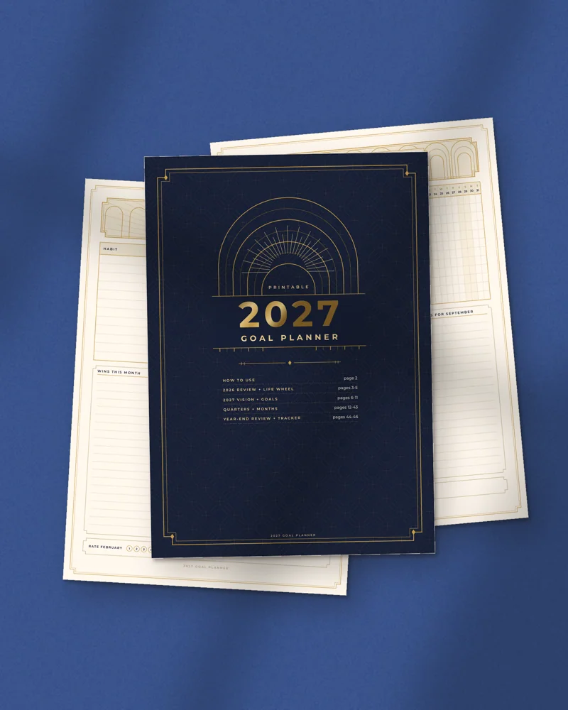 2027 Goal Planner: printed pages fanned out