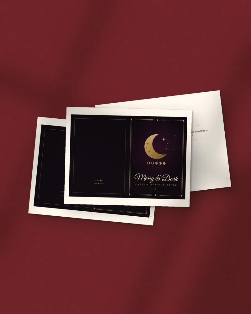 Gothic Christmas Cards: printed pages fanned out