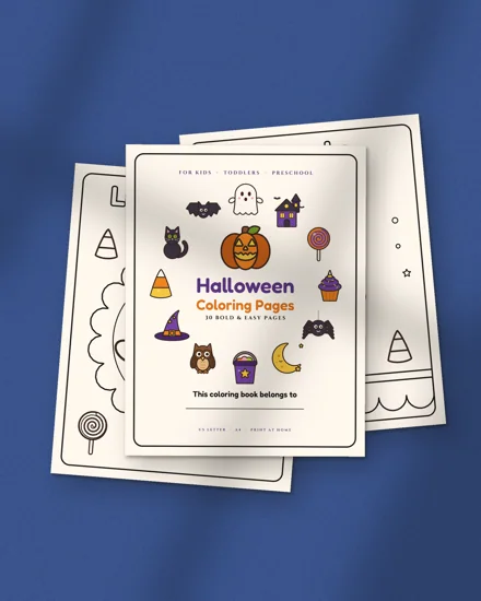Bold and Easy Halloween Coloring Pages: printed pages