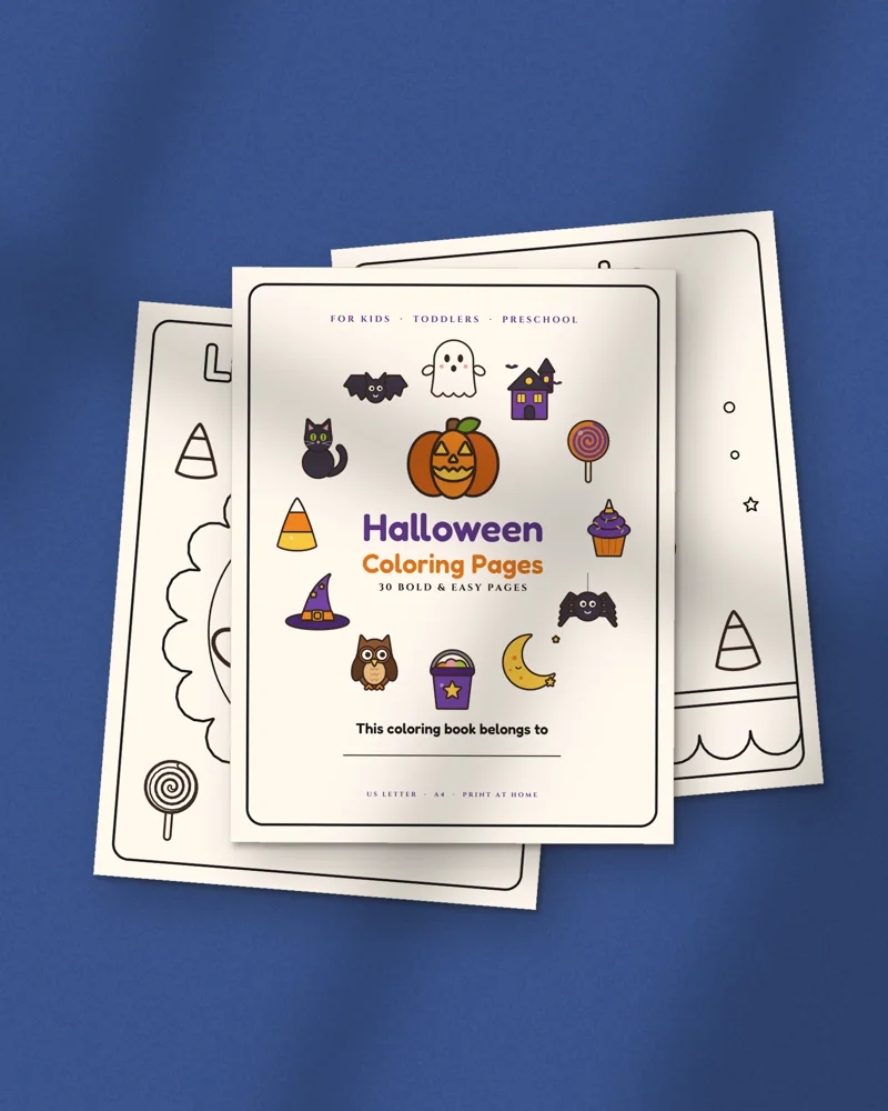 Bold and Easy Halloween Coloring Pages: printed pages fanned out