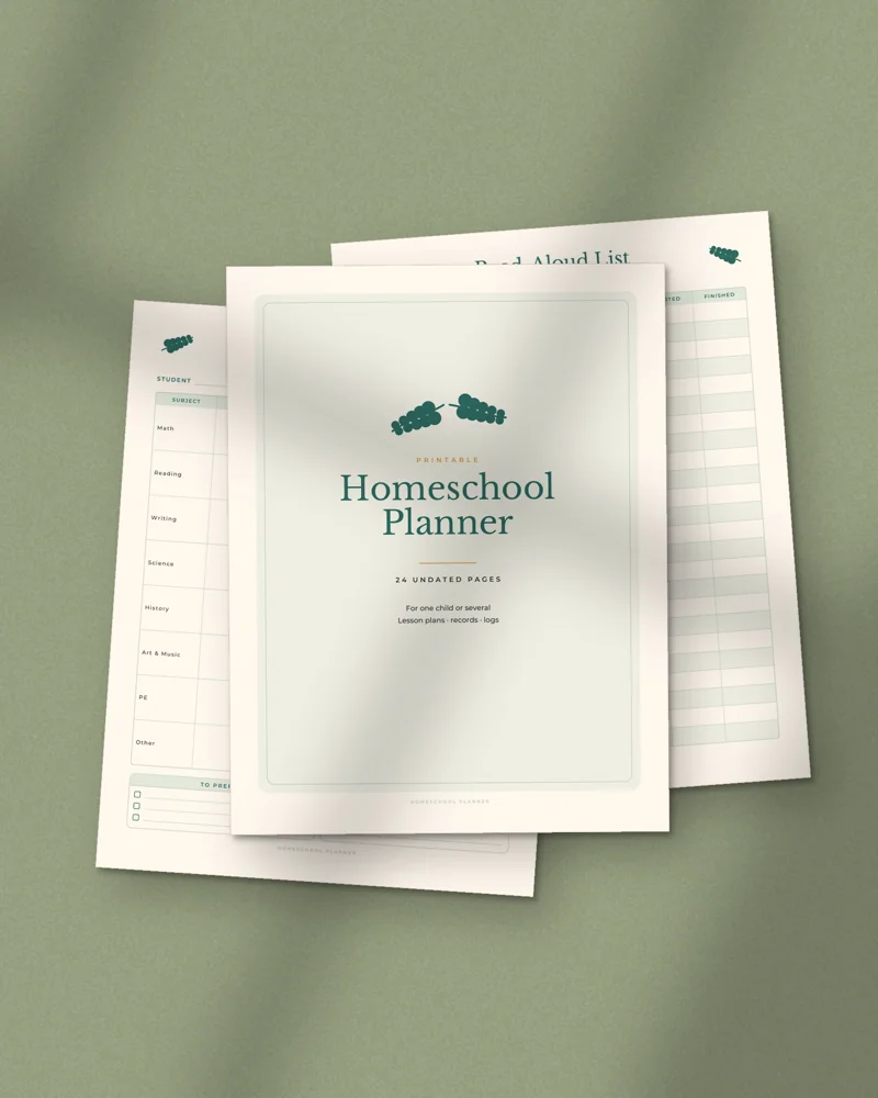 Homeschool Planner: printed pages fanned out