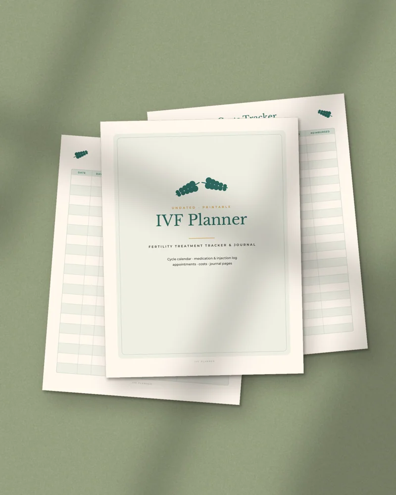 IVF Planner: printed pages fanned out