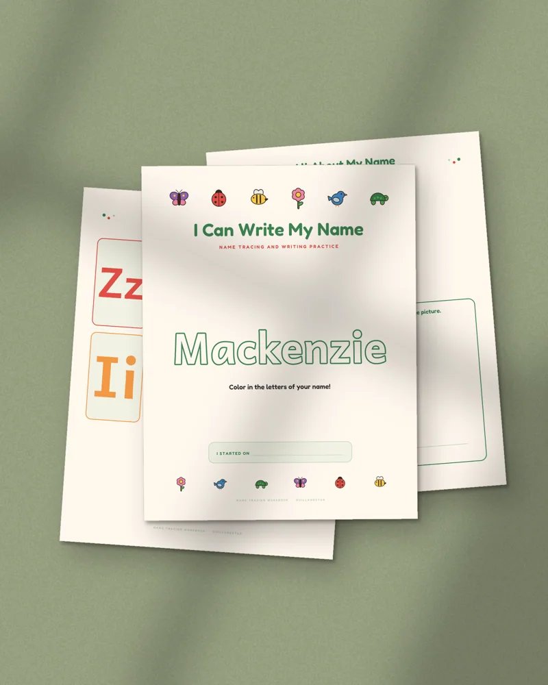 Personalized Name Tracing Worksheets: printed pages fanned out