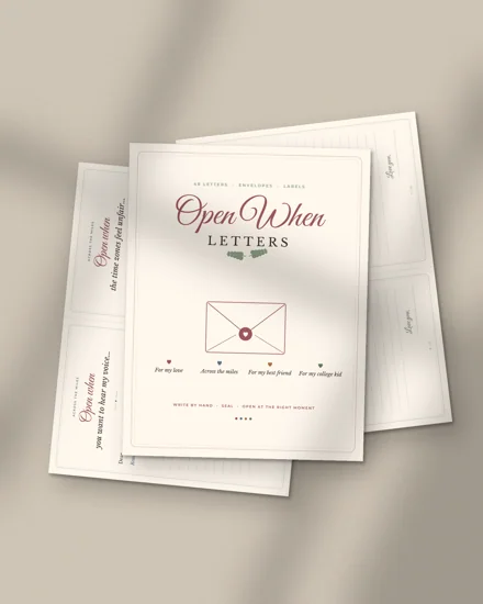 Open When Letters: printed pages