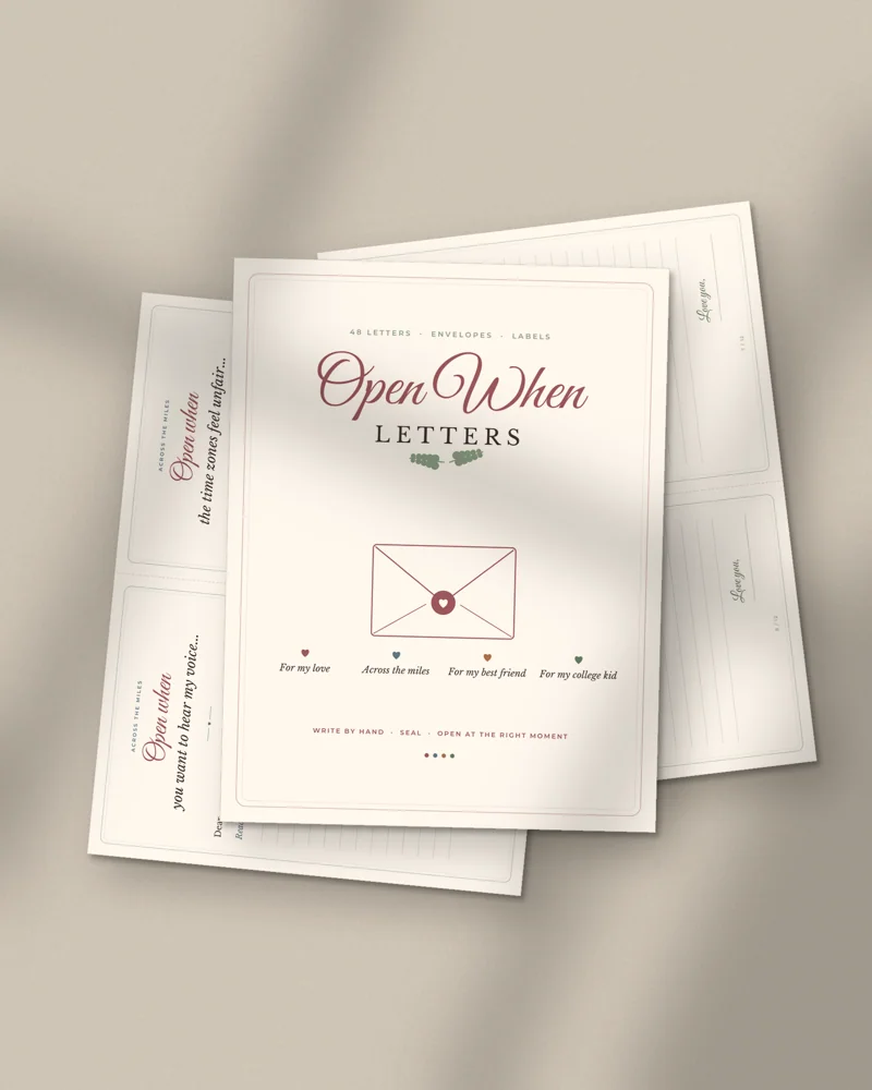 Open When Letters: printed pages fanned out