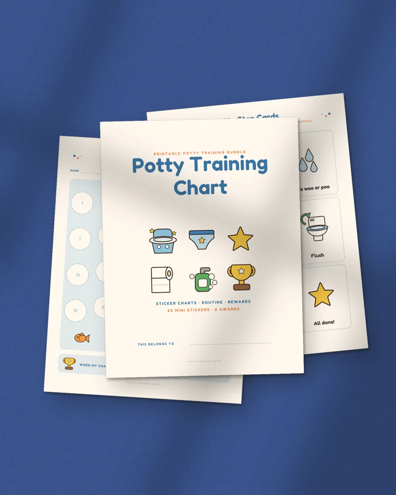 Potty Training Chart Set: printed pages fanned out
