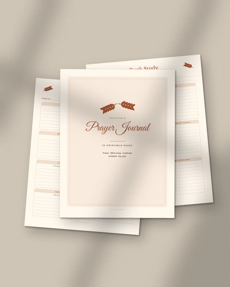 Prayer Journal: printed pages fanned out
