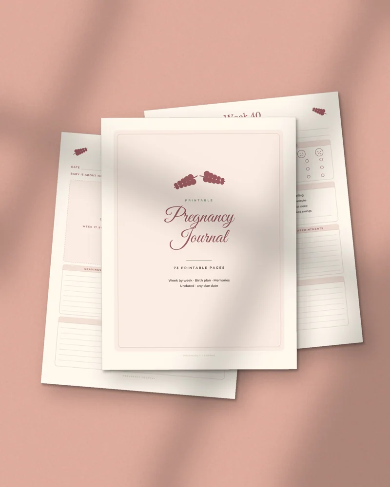 Pregnancy Journal and Planner: printed pages fanned out