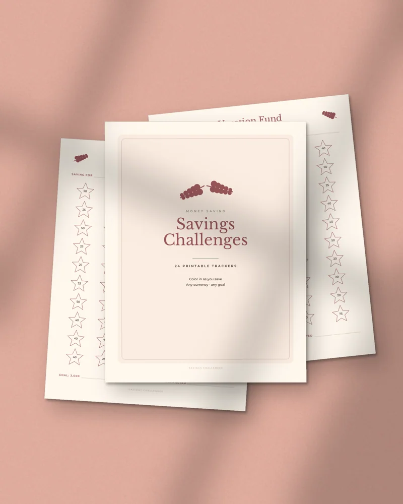 Savings Challenge Bundle: printed pages fanned out