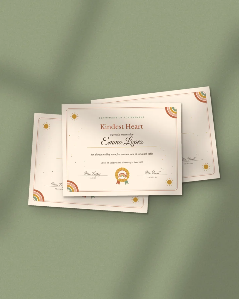 Editable Student Award Certificates: printed pages fanned out