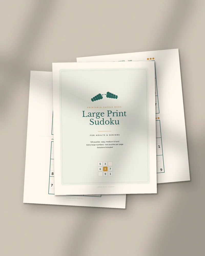 Large Print Sudoku Book: printed pages fanned out