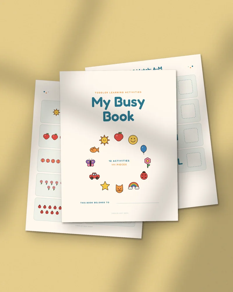 Toddler Busy Book: printed pages fanned out