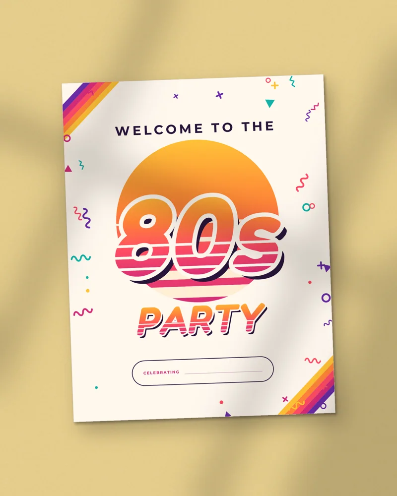 80s Retro Party Kit: the cover, printed