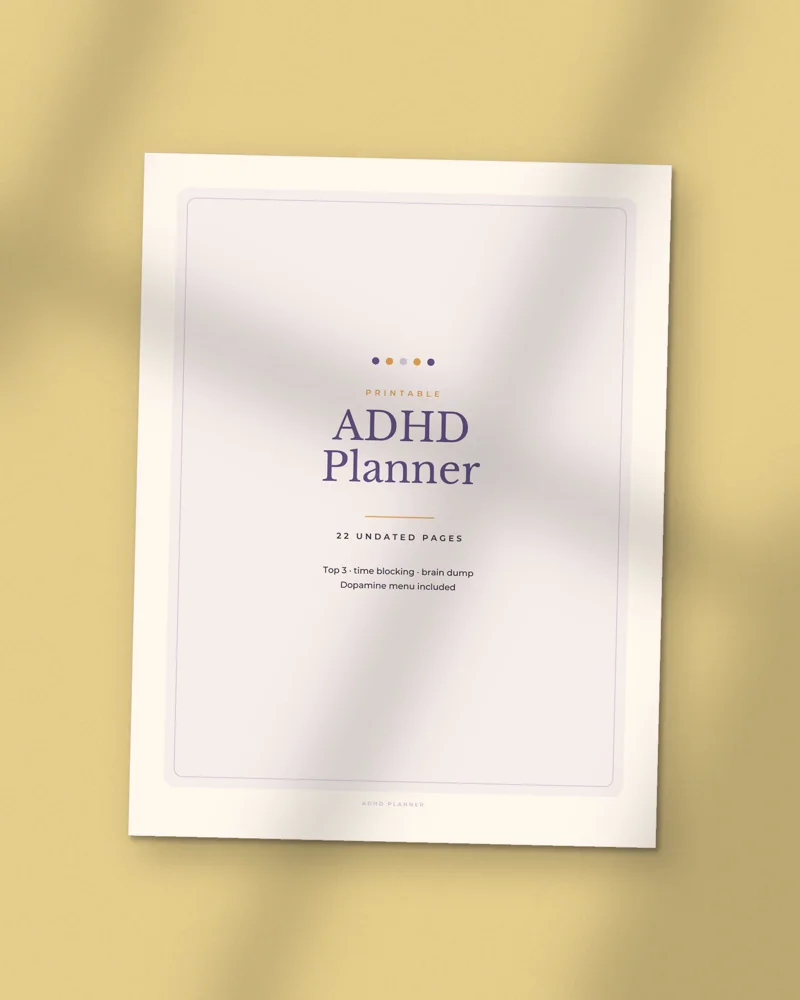 ADHD Planner: the cover, printed