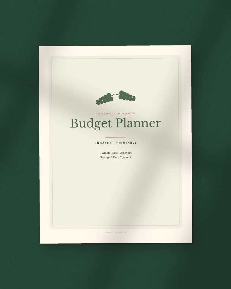 Budget Planner: the cover, printed