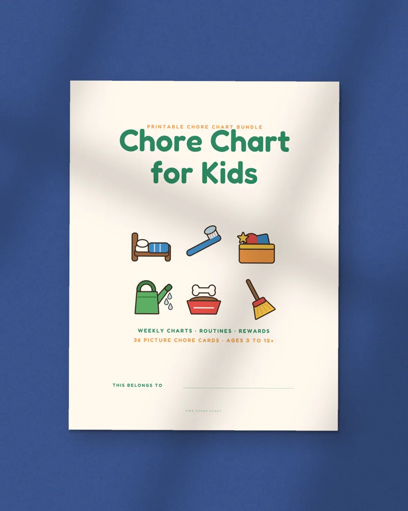 Picture Chore Chart Set for Kids: the cover, printed