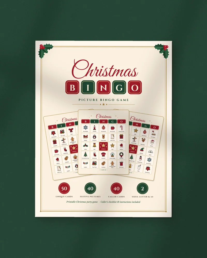 Christmas Picture Bingo: the cover, printed
