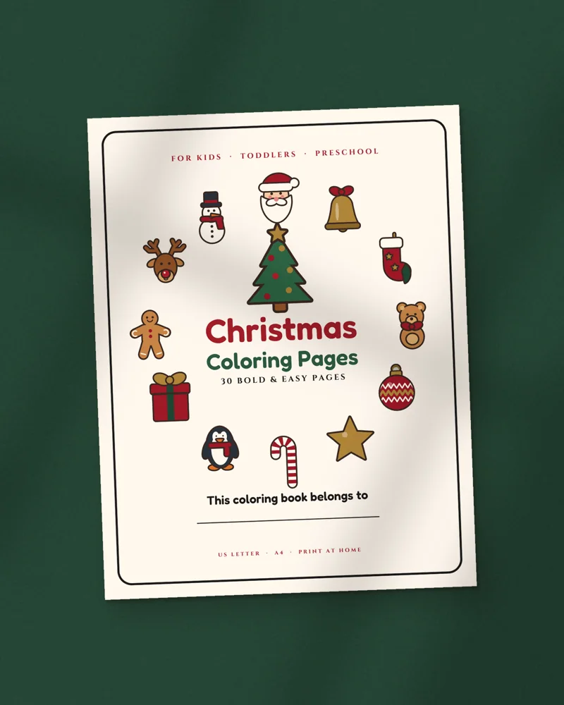 Bold and Easy Christmas Coloring Pages: the cover, printed