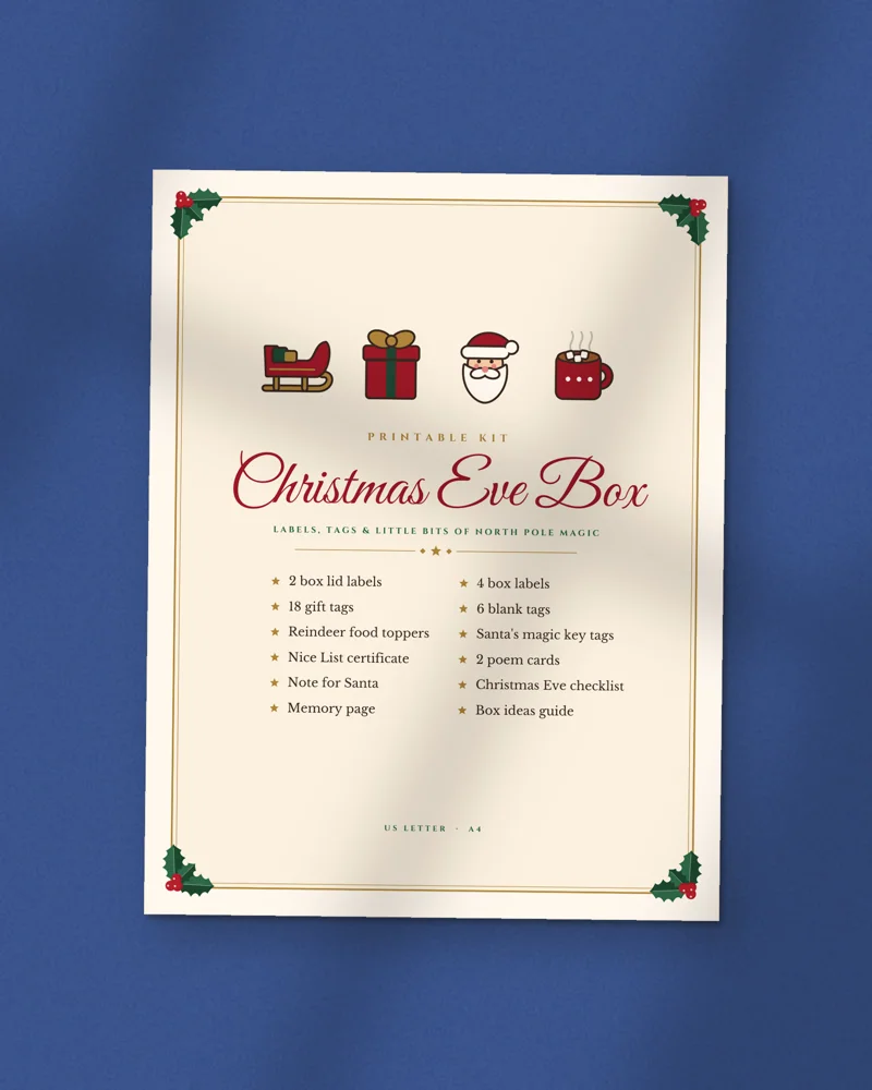 Christmas Eve Box Kit: the cover, printed