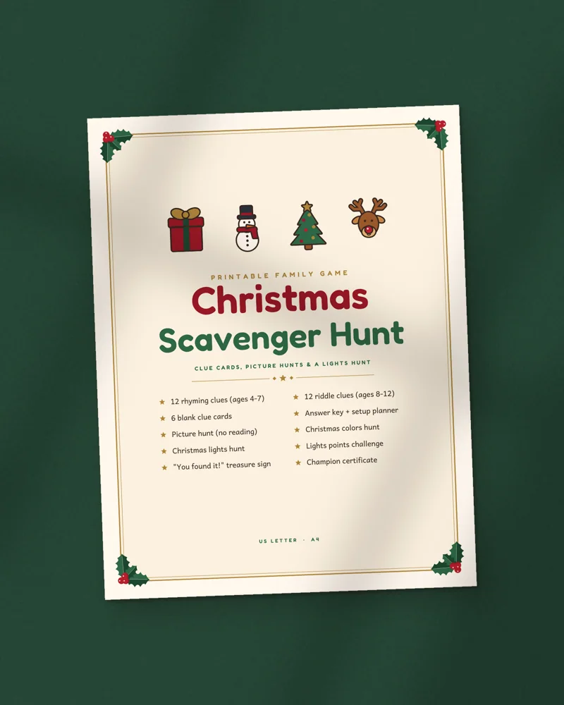 Christmas Scavenger Hunt for Kids: the cover, printed