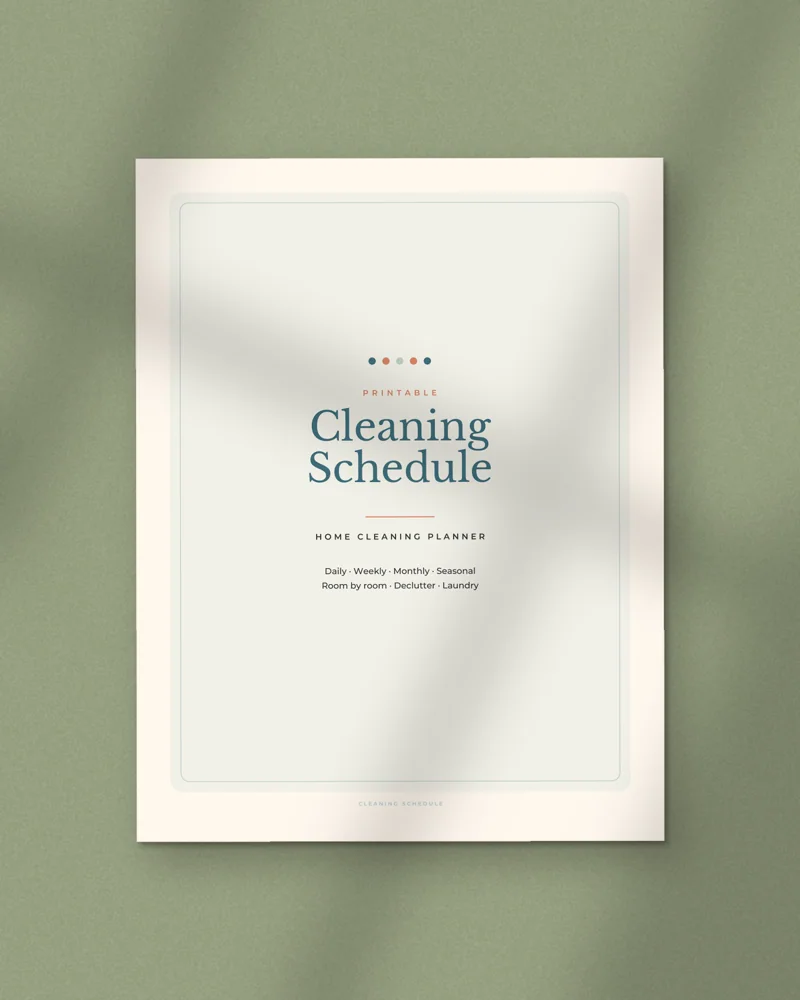 Cleaning Schedule Printable Set: the cover, printed
