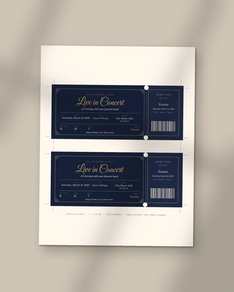 Editable Surprise Gift Ticket: the cover, printed