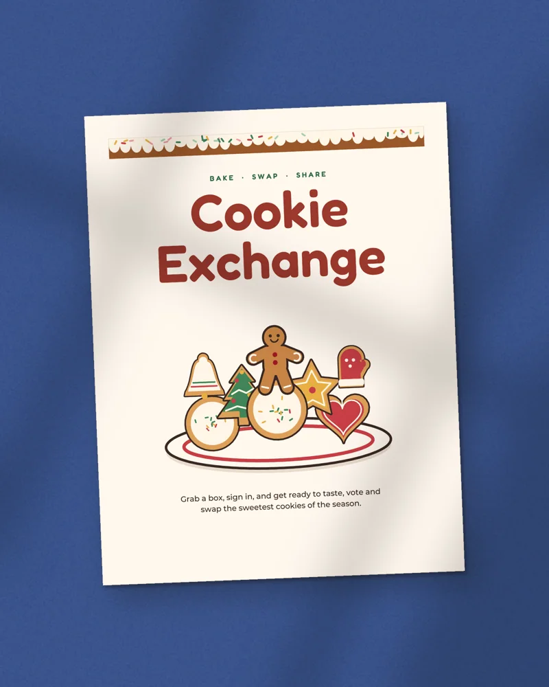 Christmas Cookie Exchange Party Kit: the cover, printed
