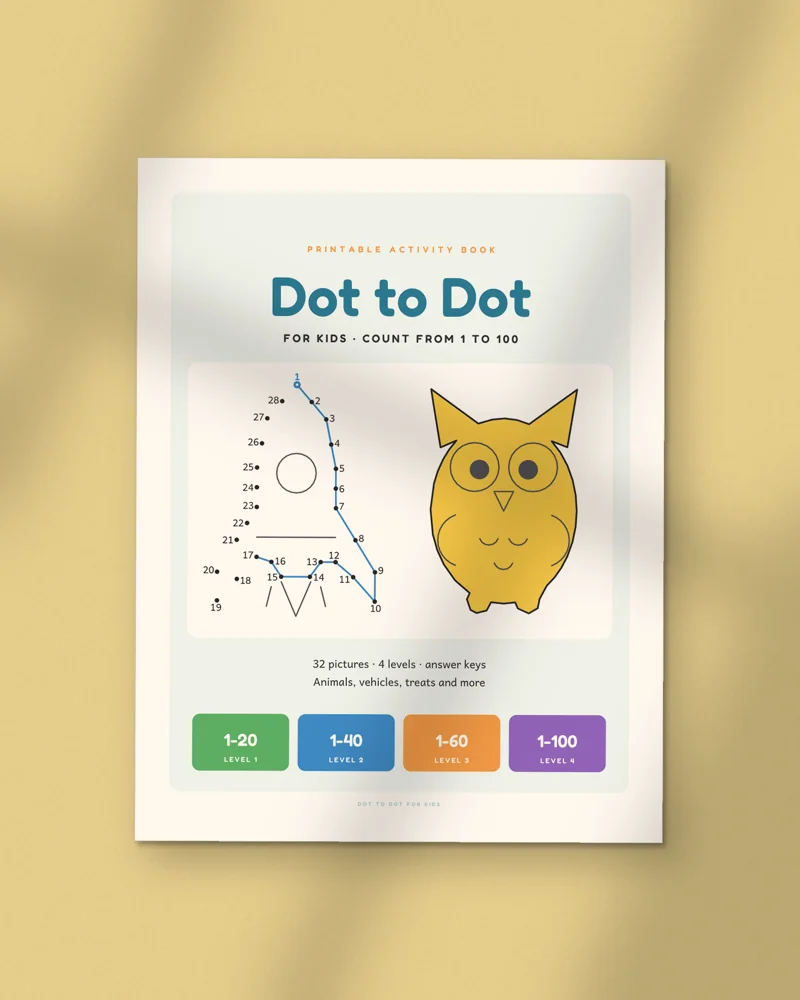Dot to Dot Book for Kids: the cover, printed