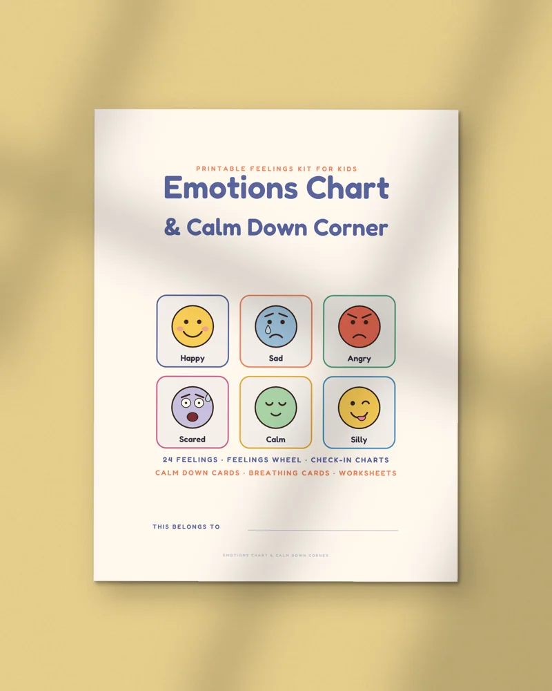 Emotions Chart and Calm Down Corner Kit: the cover, printed