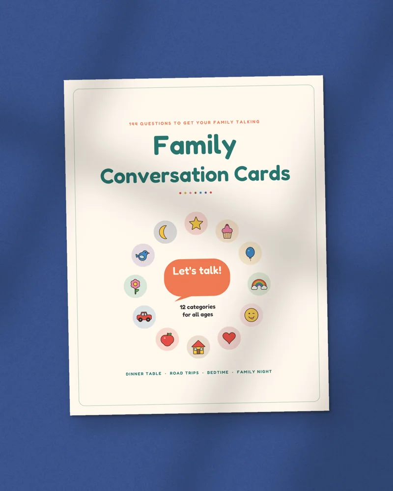 Family Conversation Cards: the cover, printed