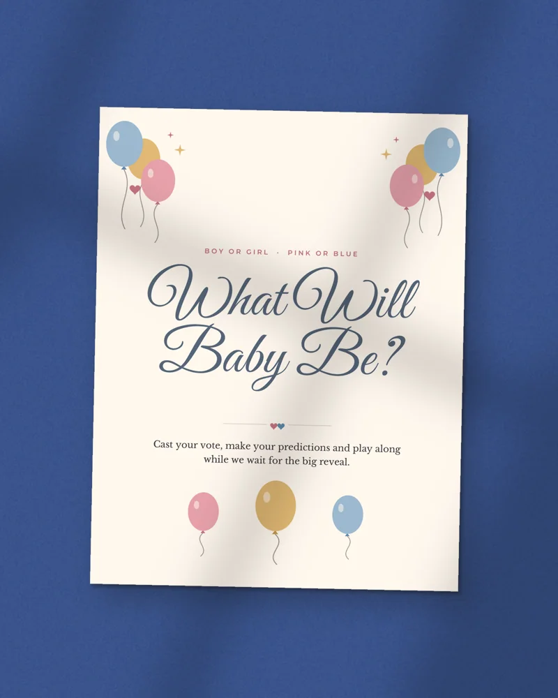 Gender Reveal Party Games Bundle: the cover, printed