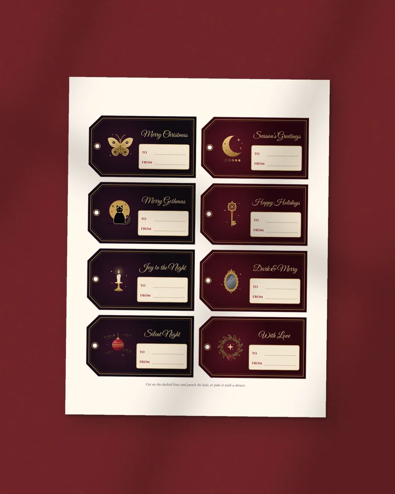 Gothic Christmas Gift Tags and Wrapping Paper: the cover, printed