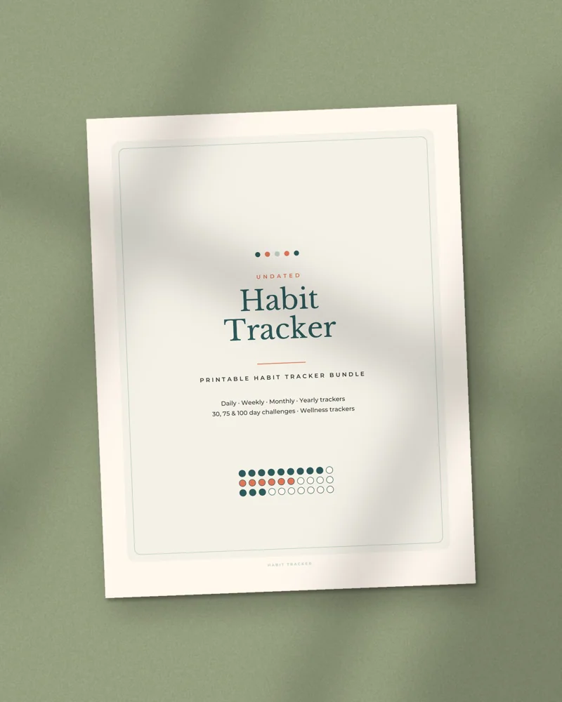 Habit Tracker Bundle: the cover, printed