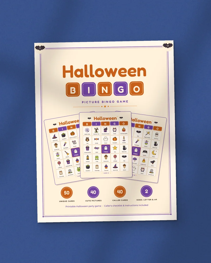 Halloween Picture Bingo: the cover, printed