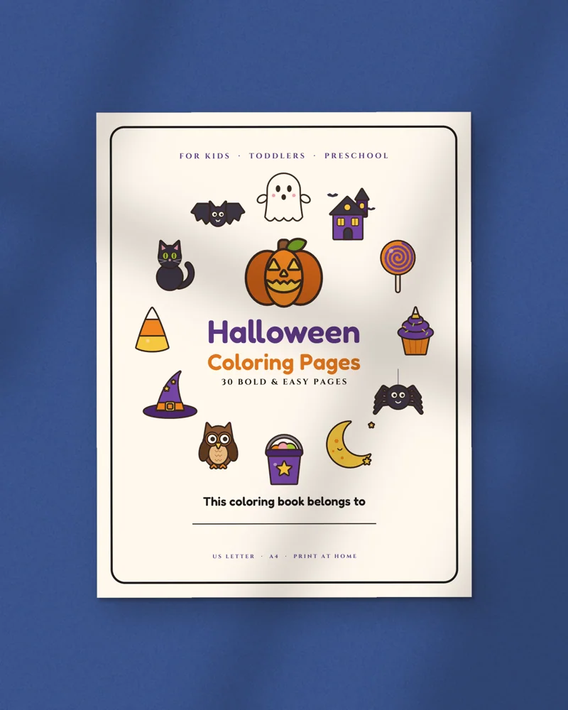 Bold and Easy Halloween Coloring Pages: the cover, printed