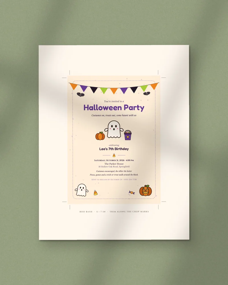 Editable Halloween Party Invitation: the cover, printed