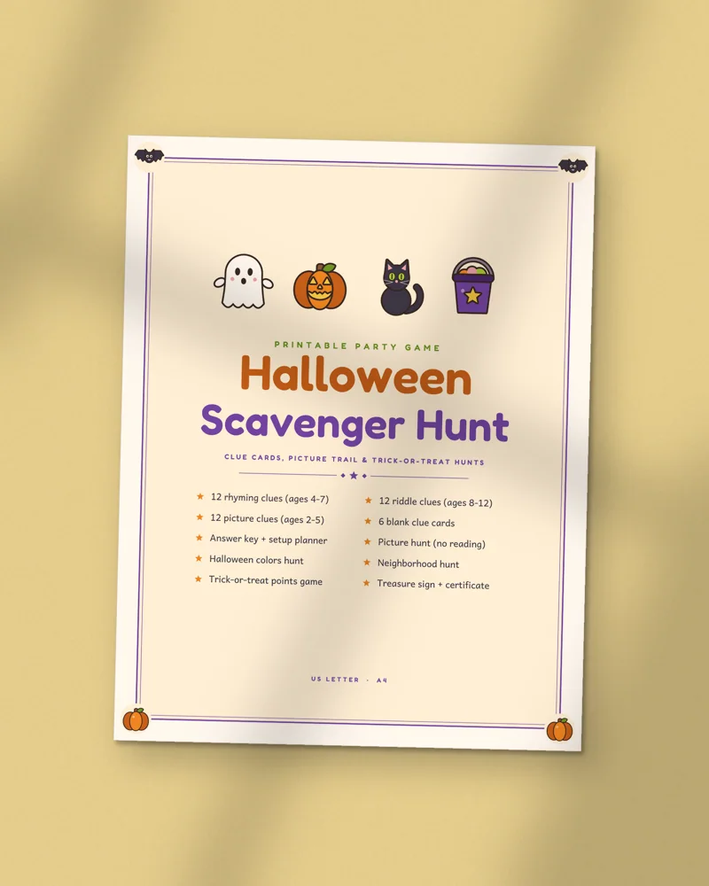 Halloween Scavenger Hunt: the cover, printed