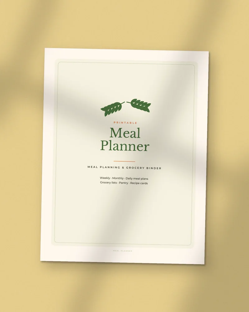 Meal Planner and Grocery List Binder: the cover, printed