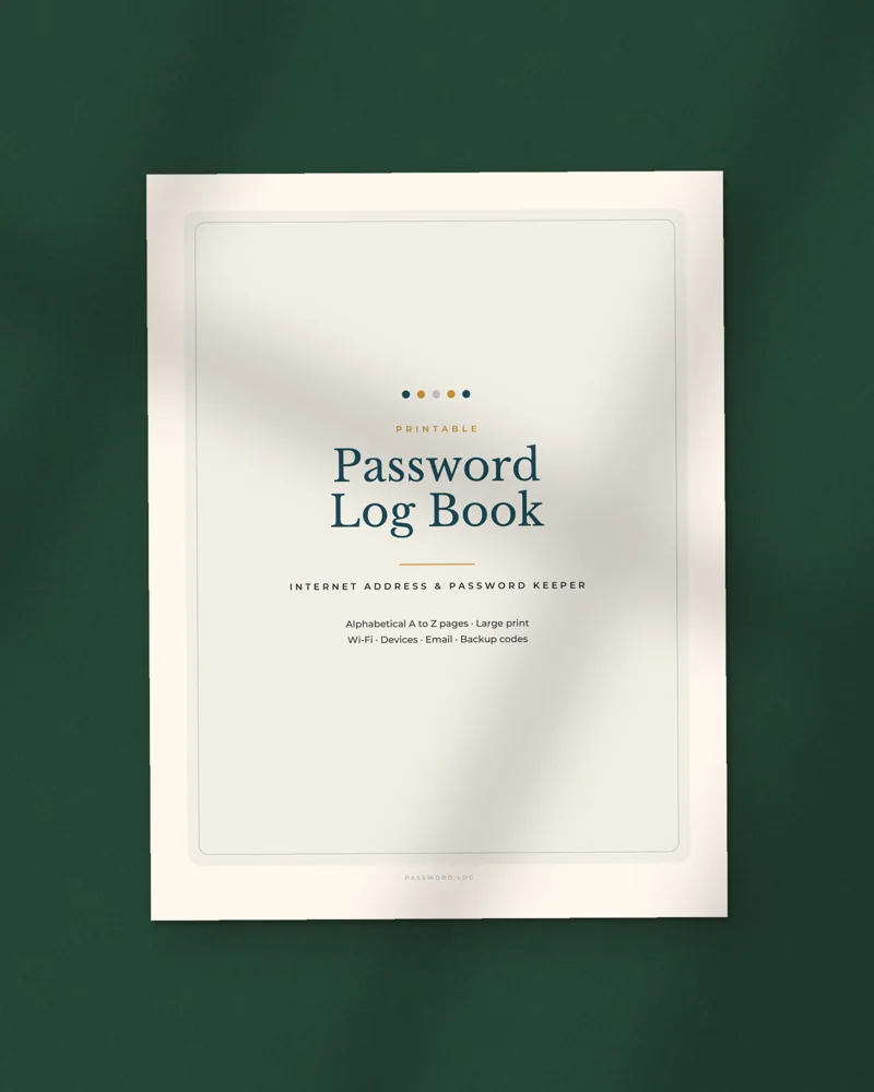 Large Print Password Log Book: the cover, printed