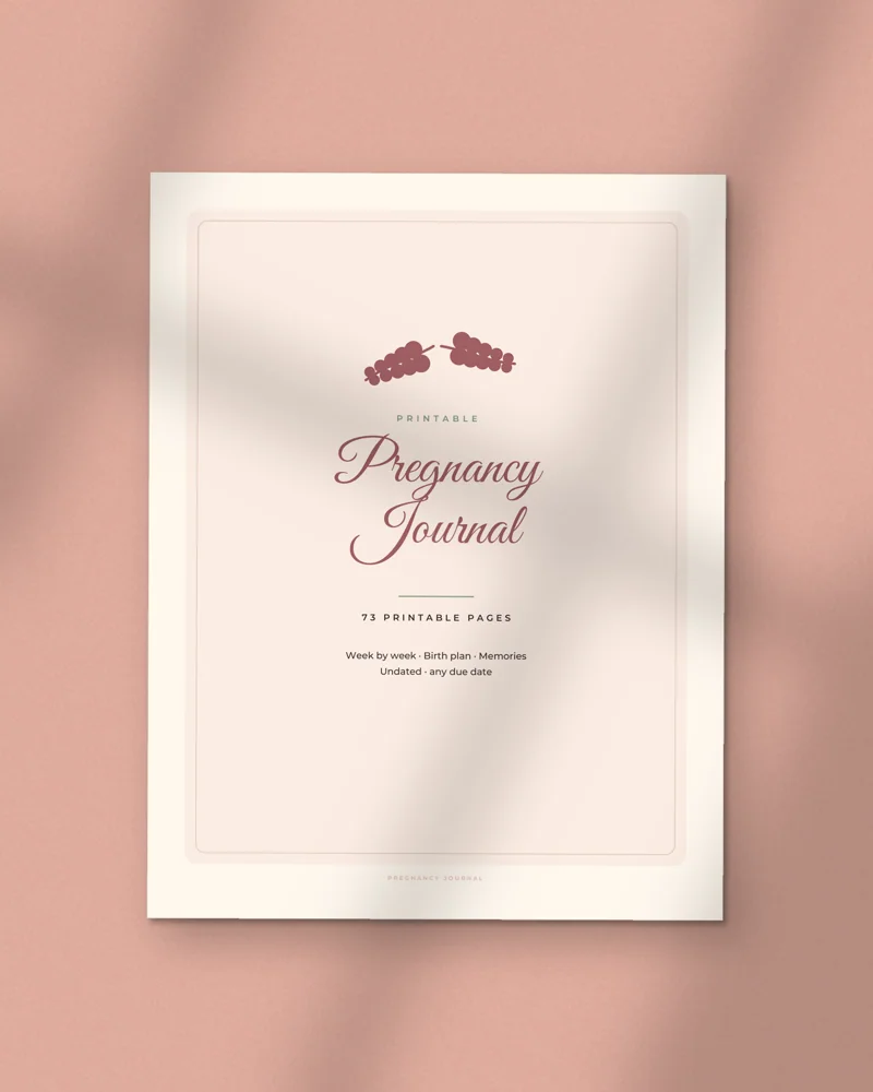 Pregnancy Journal and Planner: the cover, printed