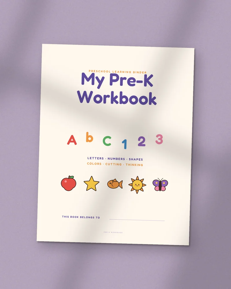 Preschool Learning Binder: the cover, printed