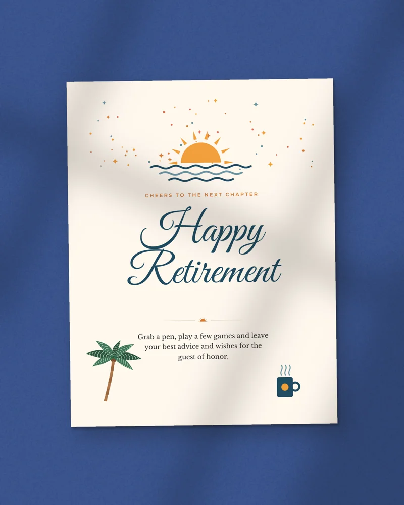 Retirement Party Games Bundle: the cover, printed