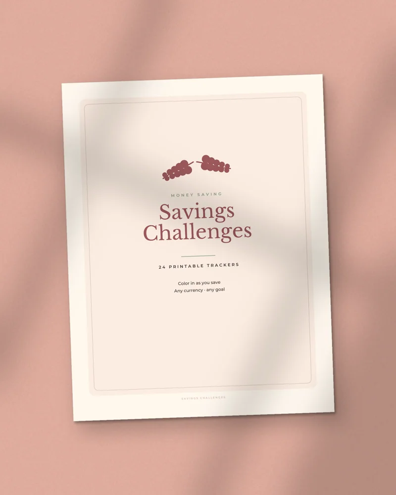 Savings Challenge Bundle: the cover, printed