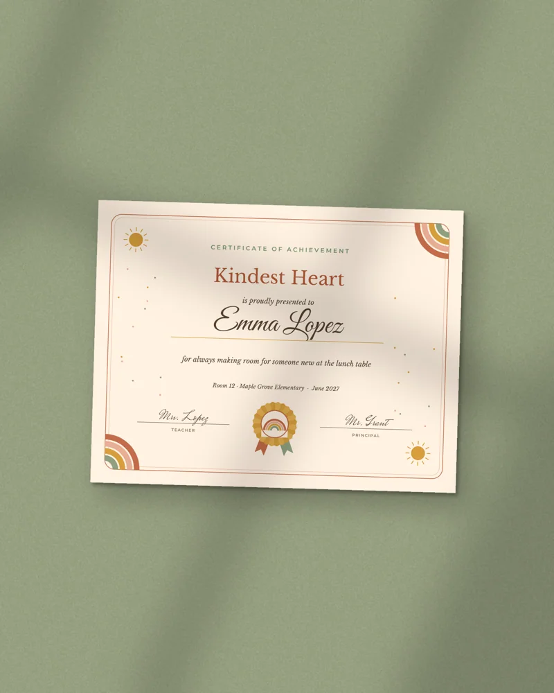 Editable Student Award Certificates: the cover, printed