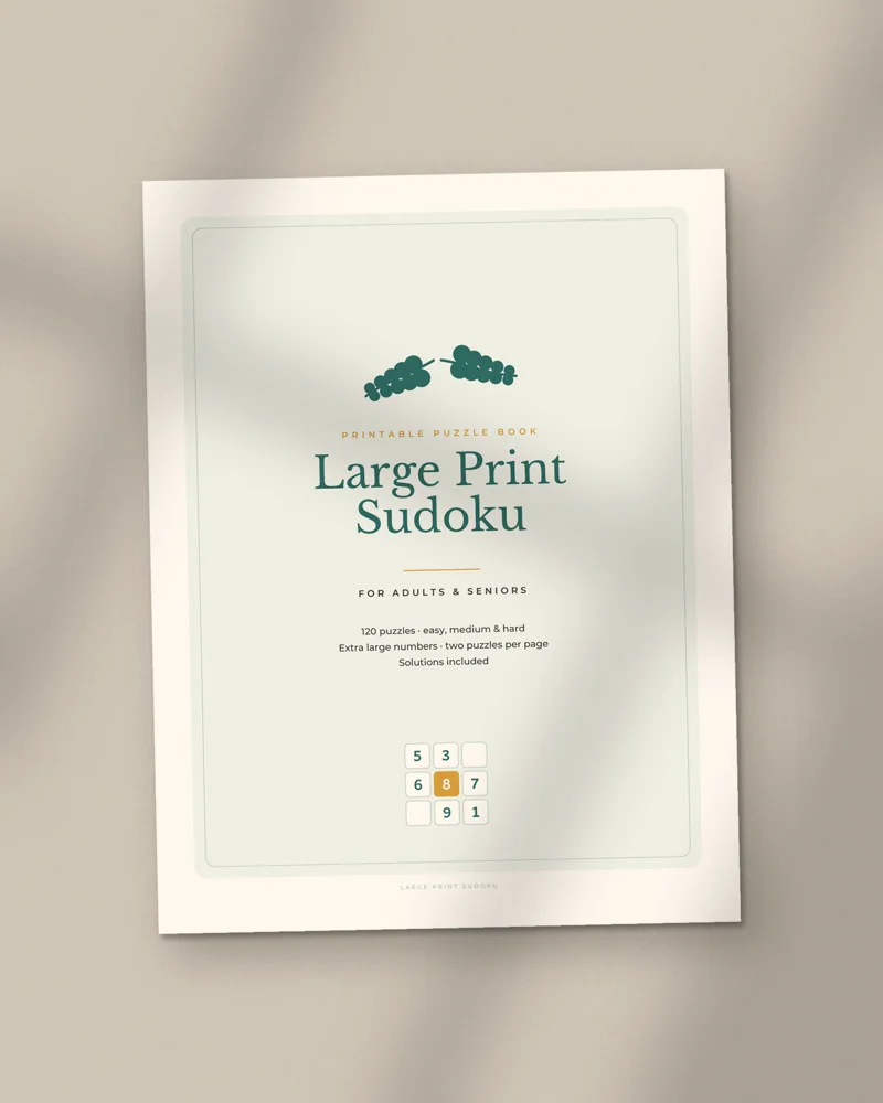 Large Print Sudoku Book: the cover, printed