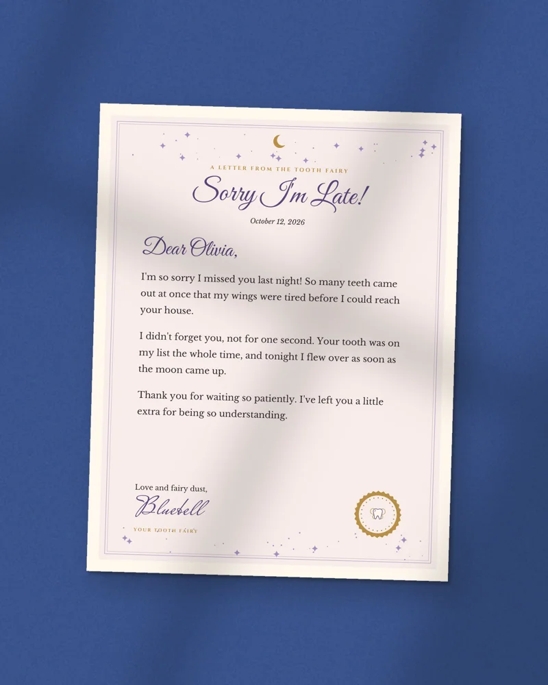 Editable Tooth Fairy Letter Kit: the cover, printed